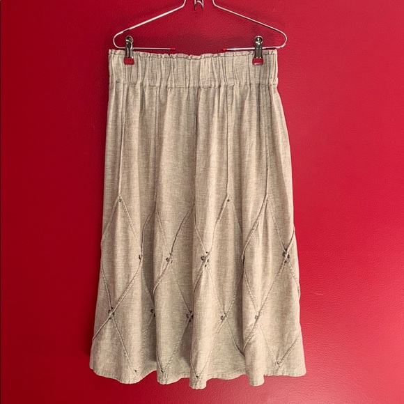 Cordelia Tan Linen Blend Midi Skirt M - Picture 1 of 7